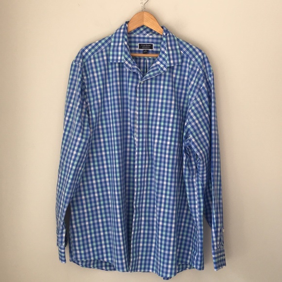 Club Room Other - Club Room Blue Check Cotton Button Front Shirt